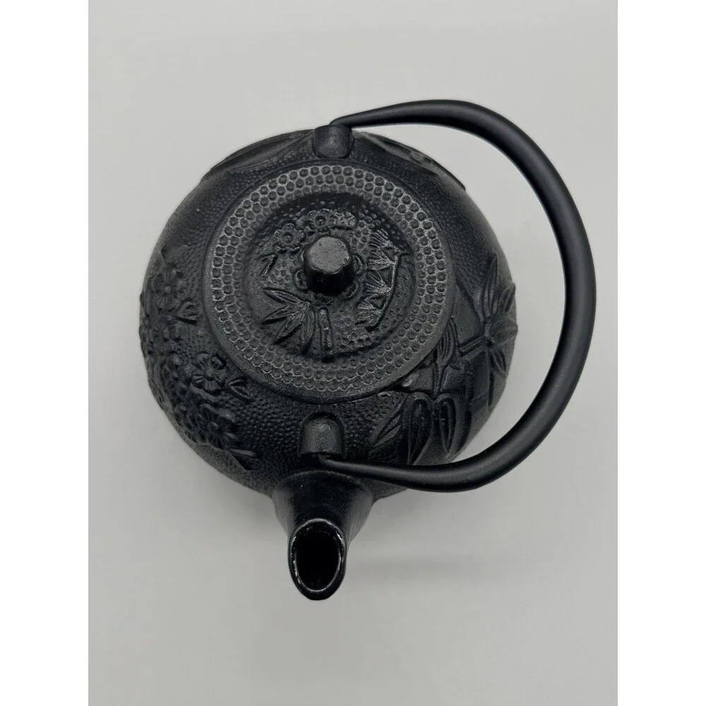 Japanese Cast Iron Teapot Tetsubin with Infuser - Bamboo & Cherry Blossom 14oz
